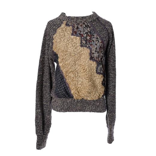 Koos Van Den Akker Vintage Sweater In Mixed Texture Wool Curly Lambswool 36b For Sale At 1stdibs