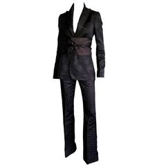 Iconic Tom Ford Gucci FW02 Gothic Collection Silk Kimono Jacket Pants & Obi IT40