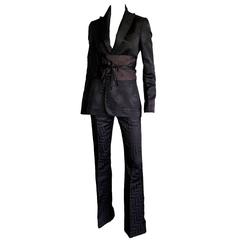 Iconic Tom Ford Gucci FW02 Gothic Collection Silk Kimono Jacket Pants & Obi IT42