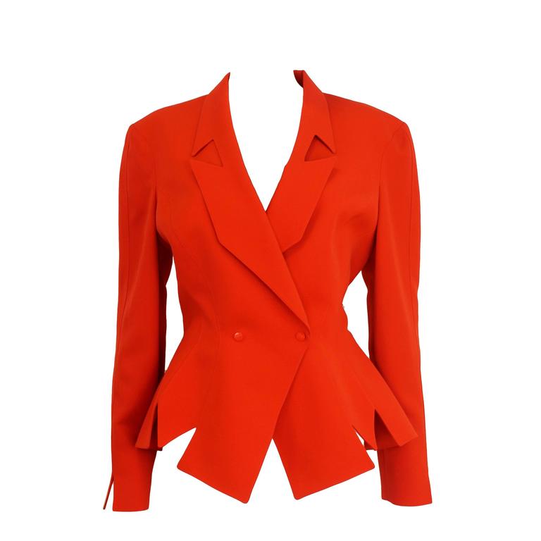 1990's Thierry Mugler Red M Cut-Out Jacket at 1stDibs