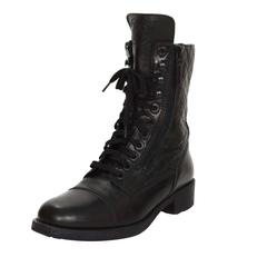 Chanel Black Leather Lace Up Combat Boots sz 39