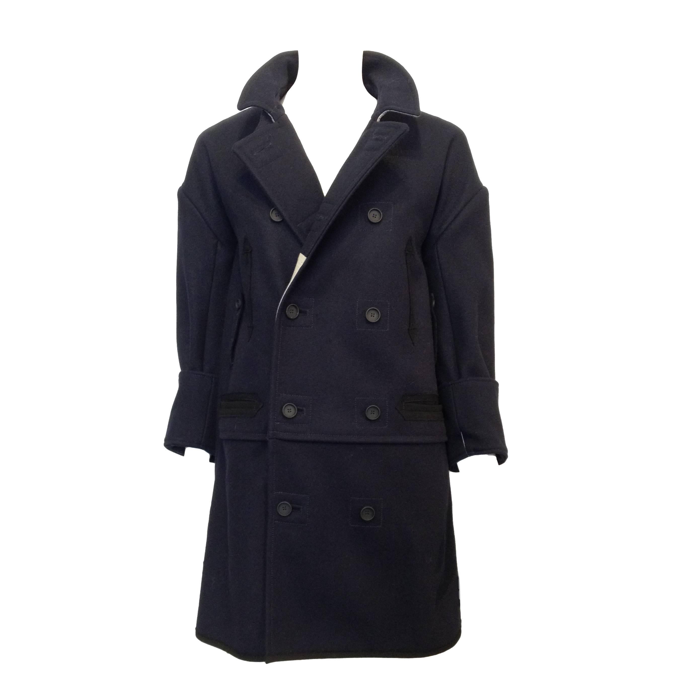 Balenciaga Navy Wool Coat Size 38 (6)