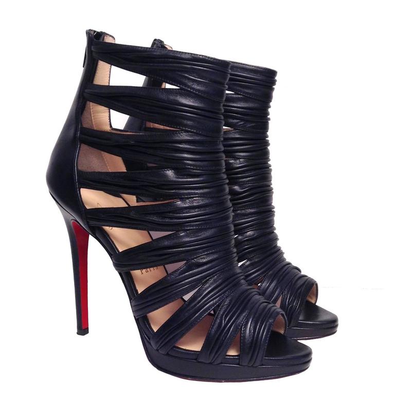 Christian Louboutin Tinazata Ruched Cage Bootie Size 39 For Sale at 1stDibs