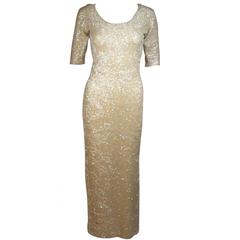 Gene Shelley's Yellow Floral Motif Iridescent Wool Knit Gown Size 6 6