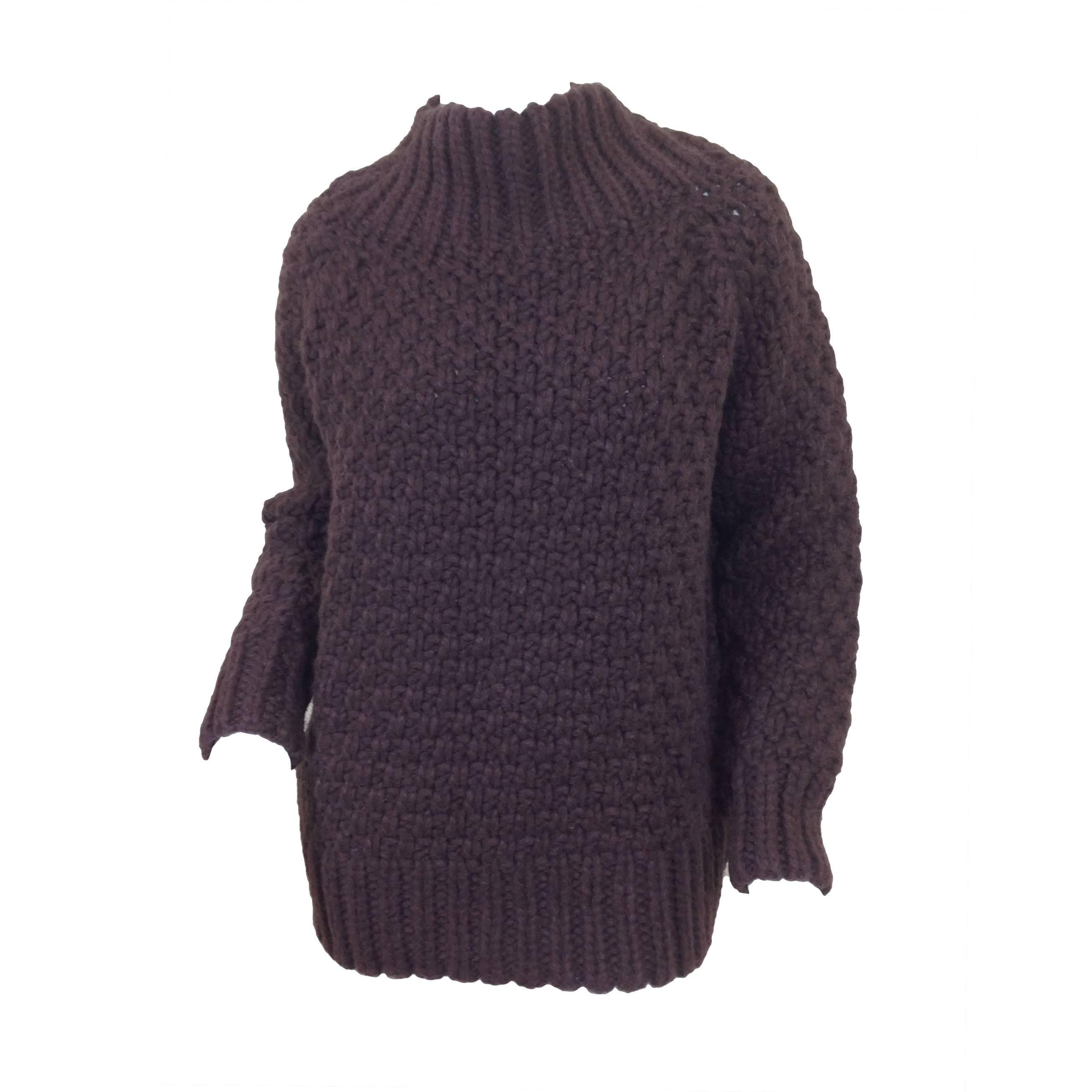 Aubergine cashmere basket weave The Row sweater    Size S For Sale