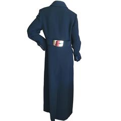Tom Ford Era Gucci Black Floor Length Great Coat w Bold Gold G on the Back