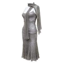 Retro Chanel 1920s style flapper dress with scarf 