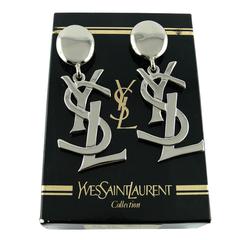 Yves Saint Laurent YSL Vintage Rare Massive Iconic Logo Dangling Earrings