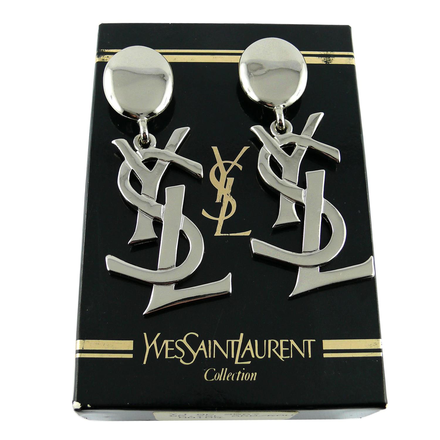 Yves Saint Laurent YSL Vintage Rare Massive Iconic Logo Dangling ...  