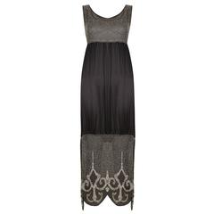 1920s Black Silk Beaded Dress 4