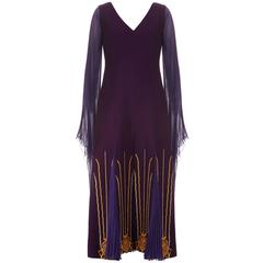 1970s Greek Couture Purple Dress 8