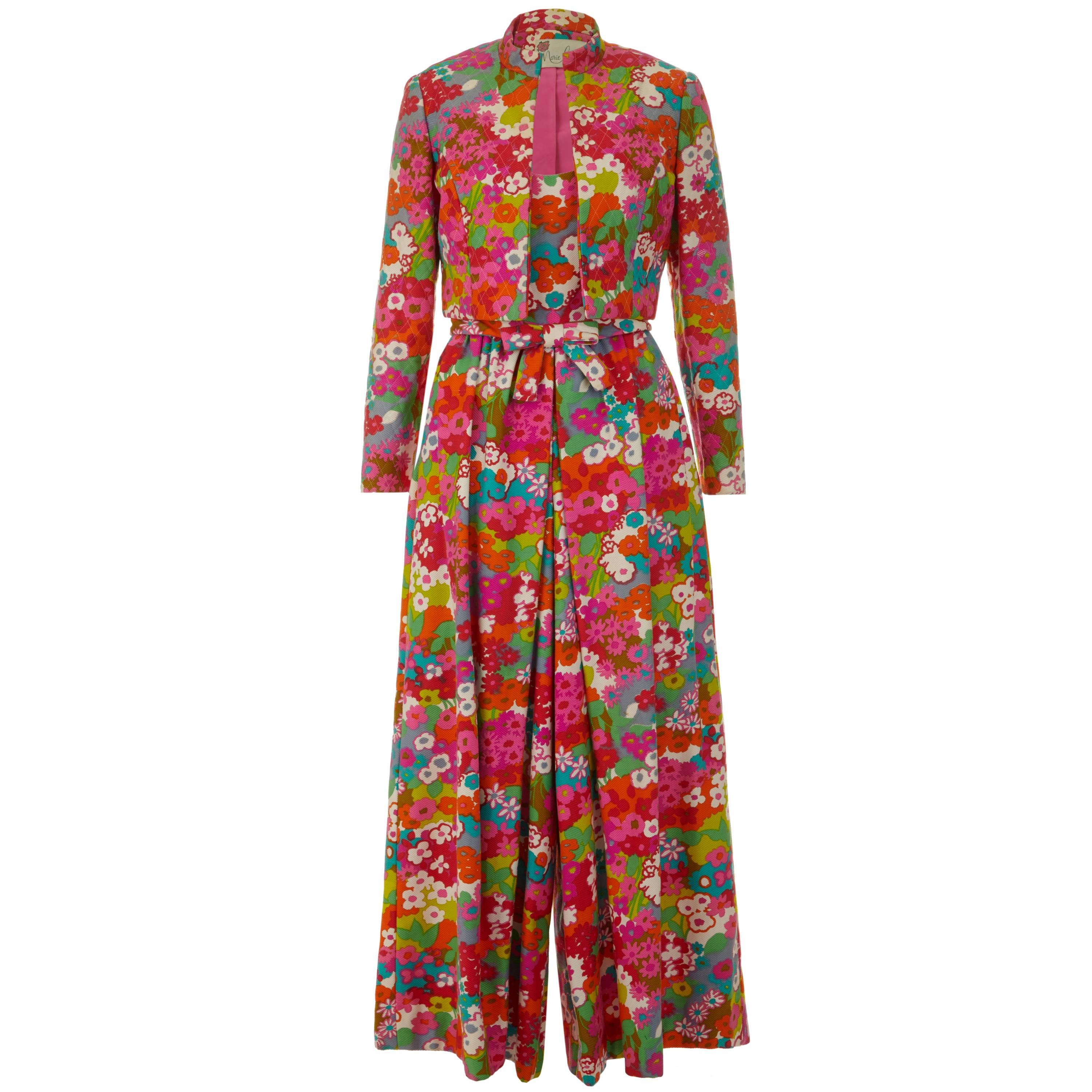 1960s Marie Pearl Floral Jumpsuit and Jacket