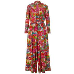 Vintage 1960s Marie Pearl Floral Jumpsuit and Jacket 