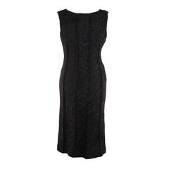 ALBERTA FERRETTI Italian Boucle Tweed LITTLE BLACK DRESS Sleeveless Sz 44 IT 2