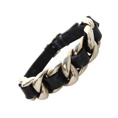 Chanel Leather Woven Chain Link Bracelet SHW