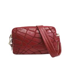Vintage Chanel Red Lambskin Leather & Jersey Patchwork Crossbody Shoulder Bag