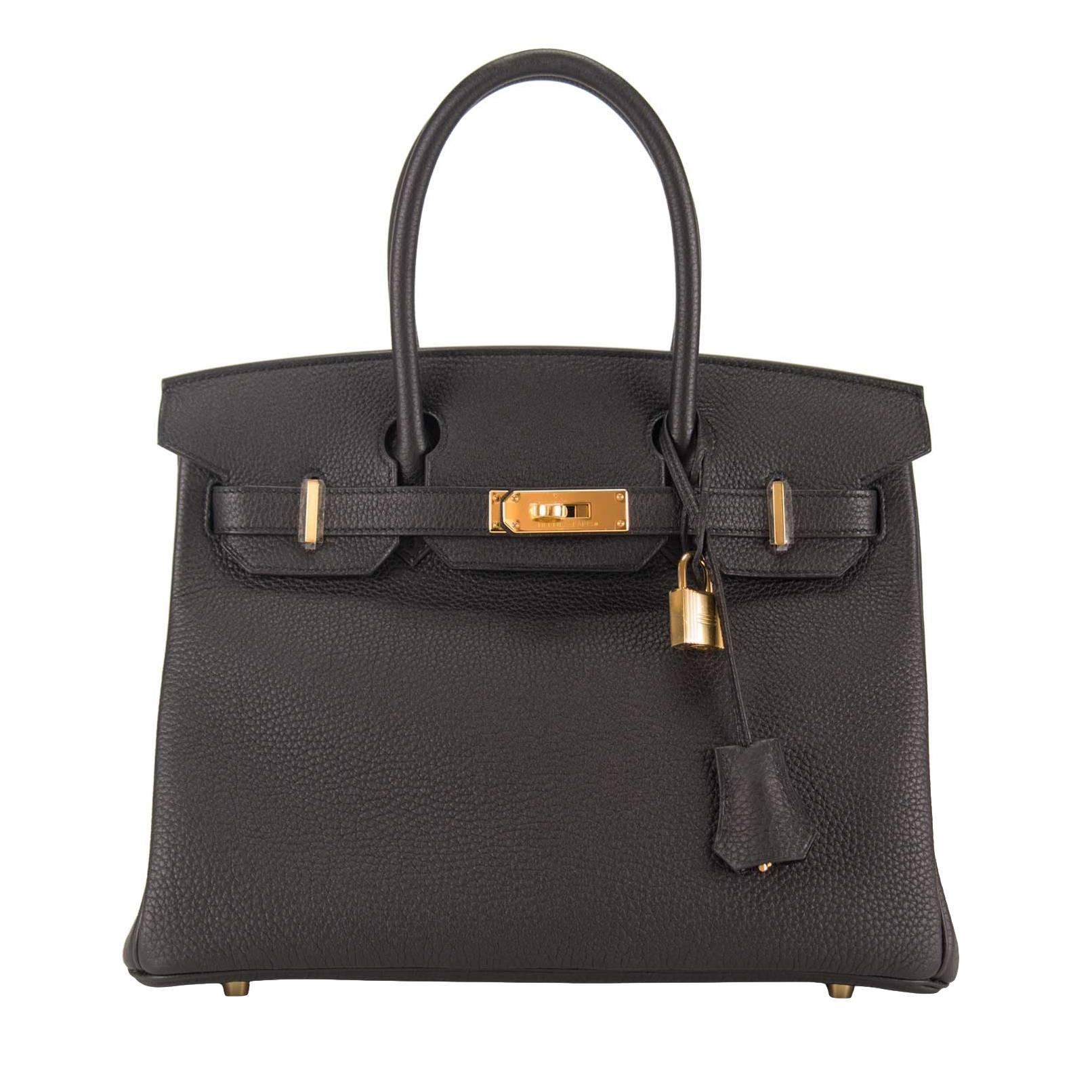 Hermes Handbag Birkin 30 Togo Black Gold Hardware 2015.