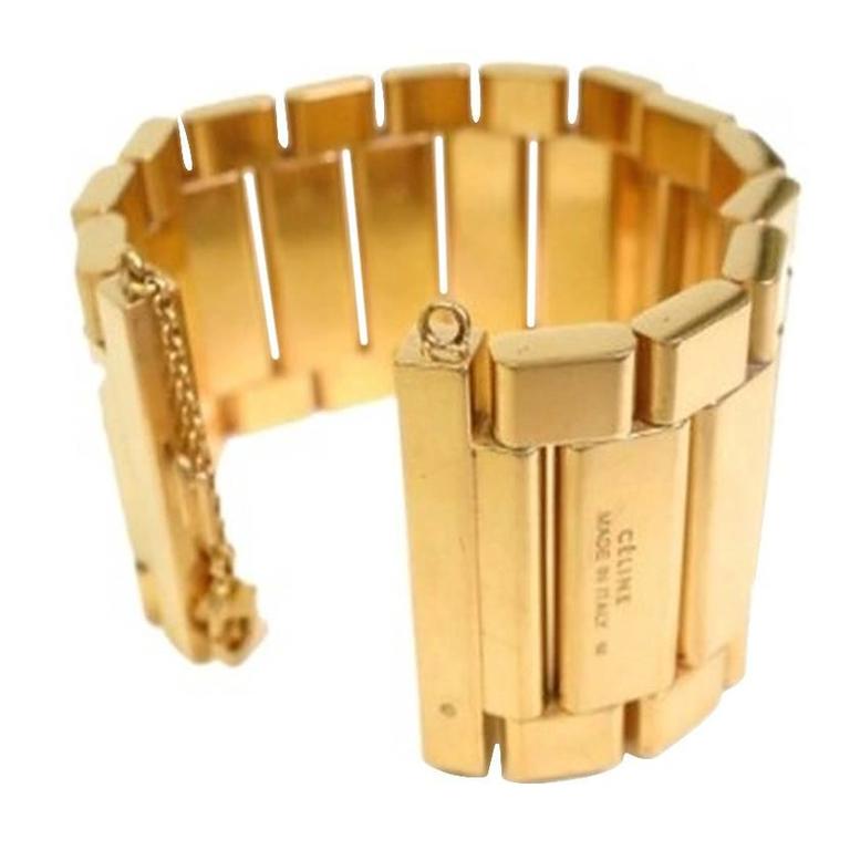 Celine Gold Tone Chain Link Cuff Bracelet at 1stDibs celine cuff