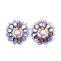 1970s Chanel Crystal Clear Gripoix Earrings