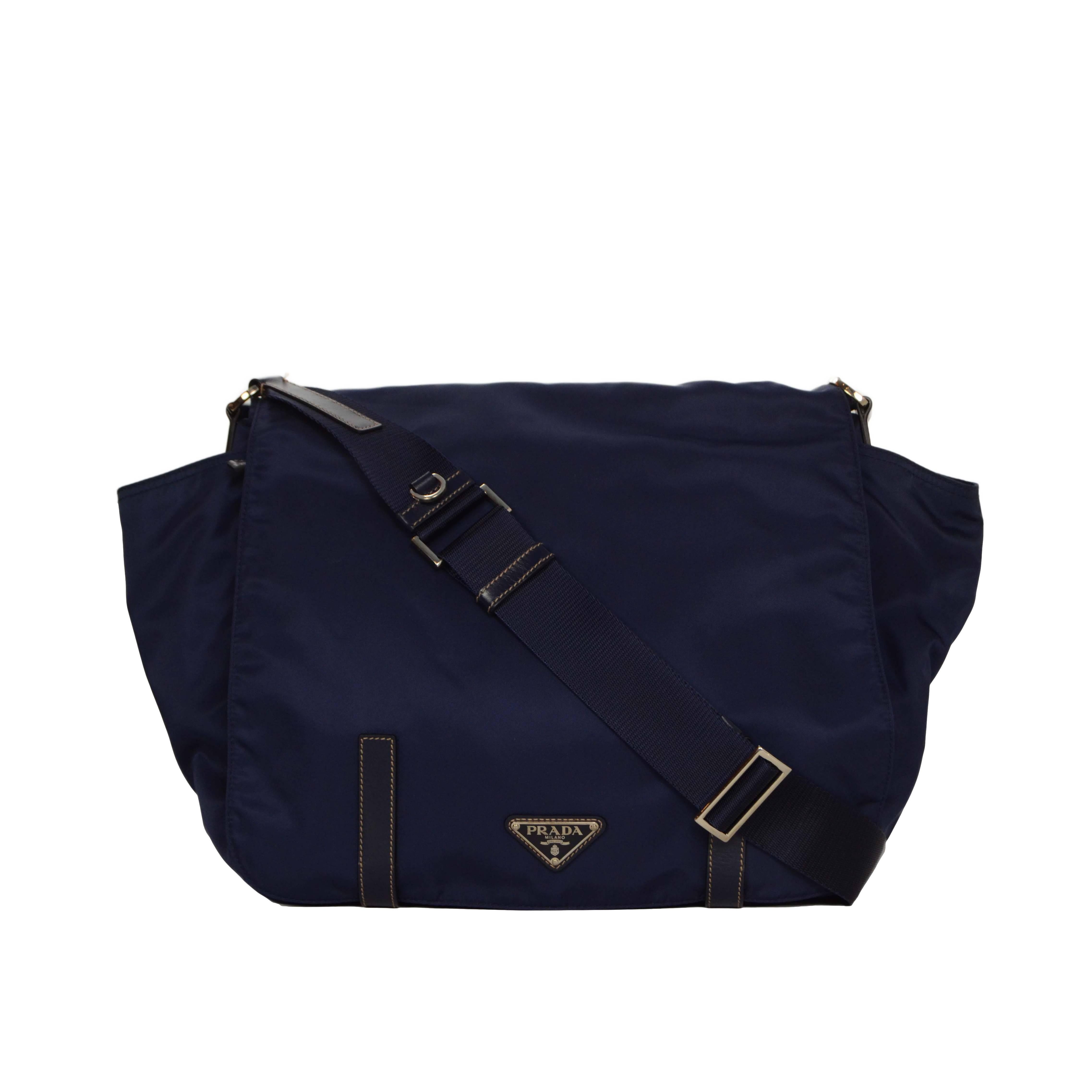 Prada Navy Blue Nylon Crossbody Bag SHW 