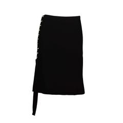 Lanvin 2015 Black Crepe Skirt w/ Faux Pearl Side Detail sz 40 rt. $2, 045