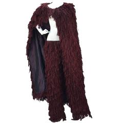 Mila Schon Burgundy Silk Fringe Cape with Matching Fringe Pants 3