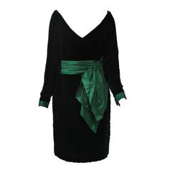 Oscar de la Renta Green Velvet Dress 6