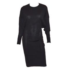 Vintage Alaia Black Wool Knit Dolman Sleeve Dress
