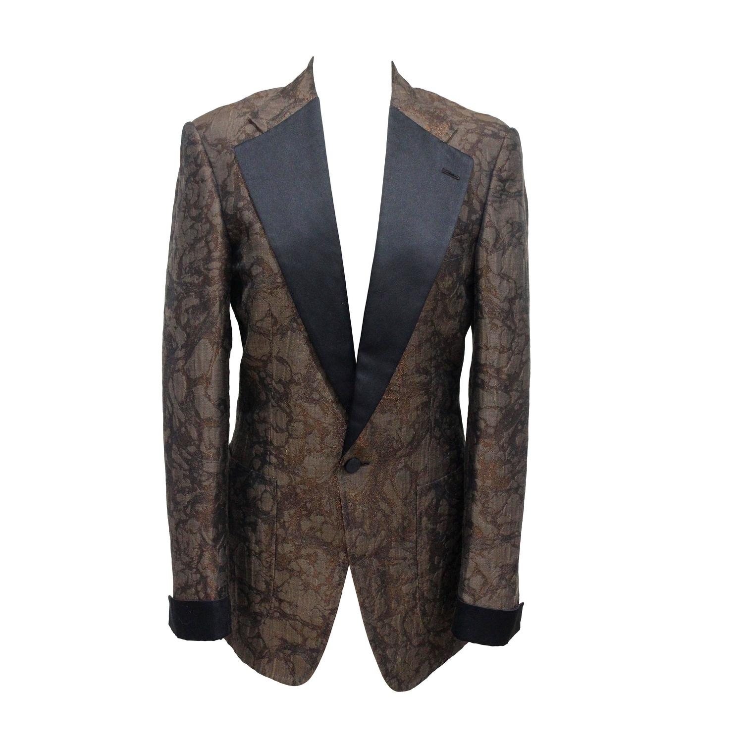 Tom Ford for Gucci mens silk brocade marbled tuxedo jacket c. 1990s For