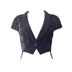 Jil Sander black embroidered beaded crop top 5