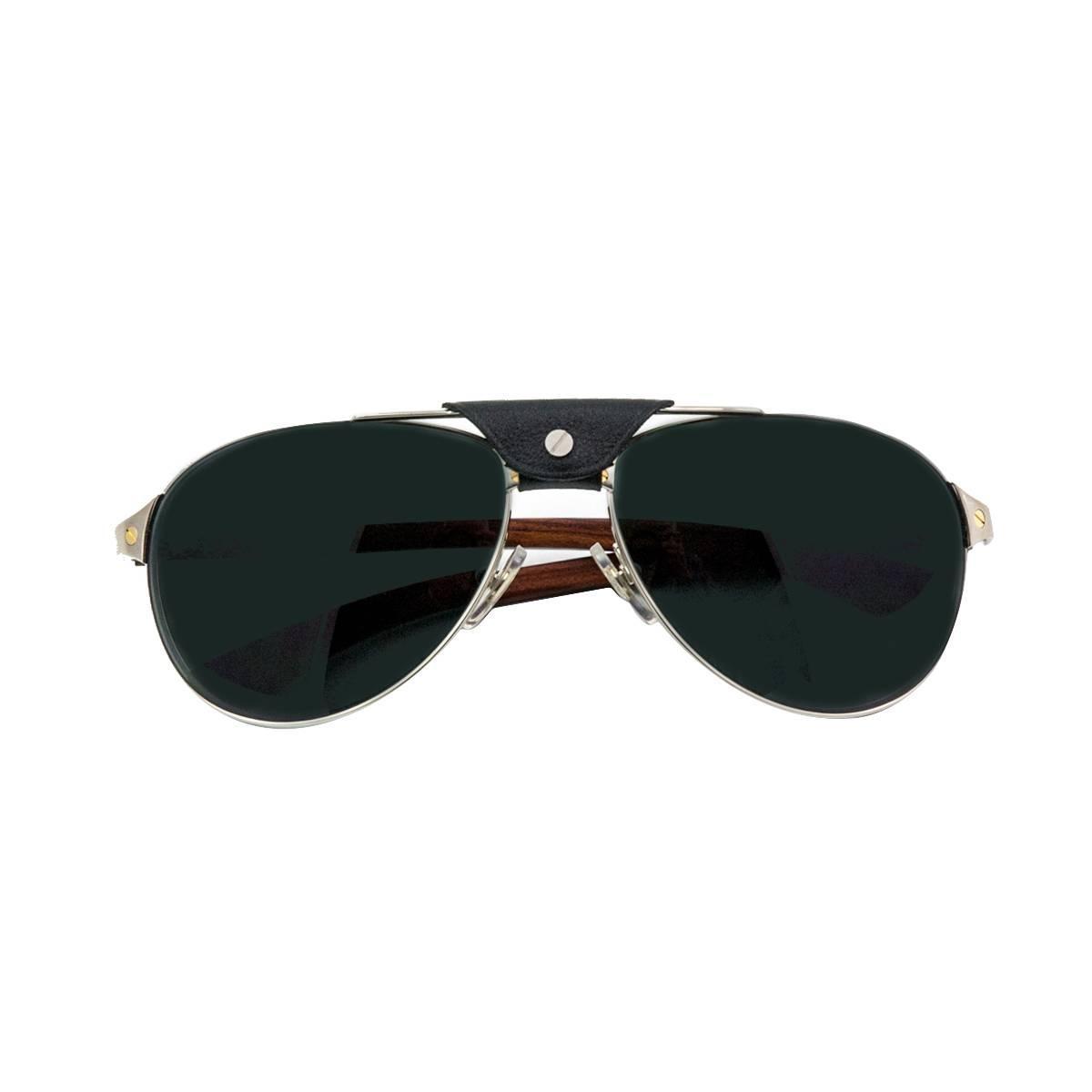 cartier santos dumont aviator leather sunglasses