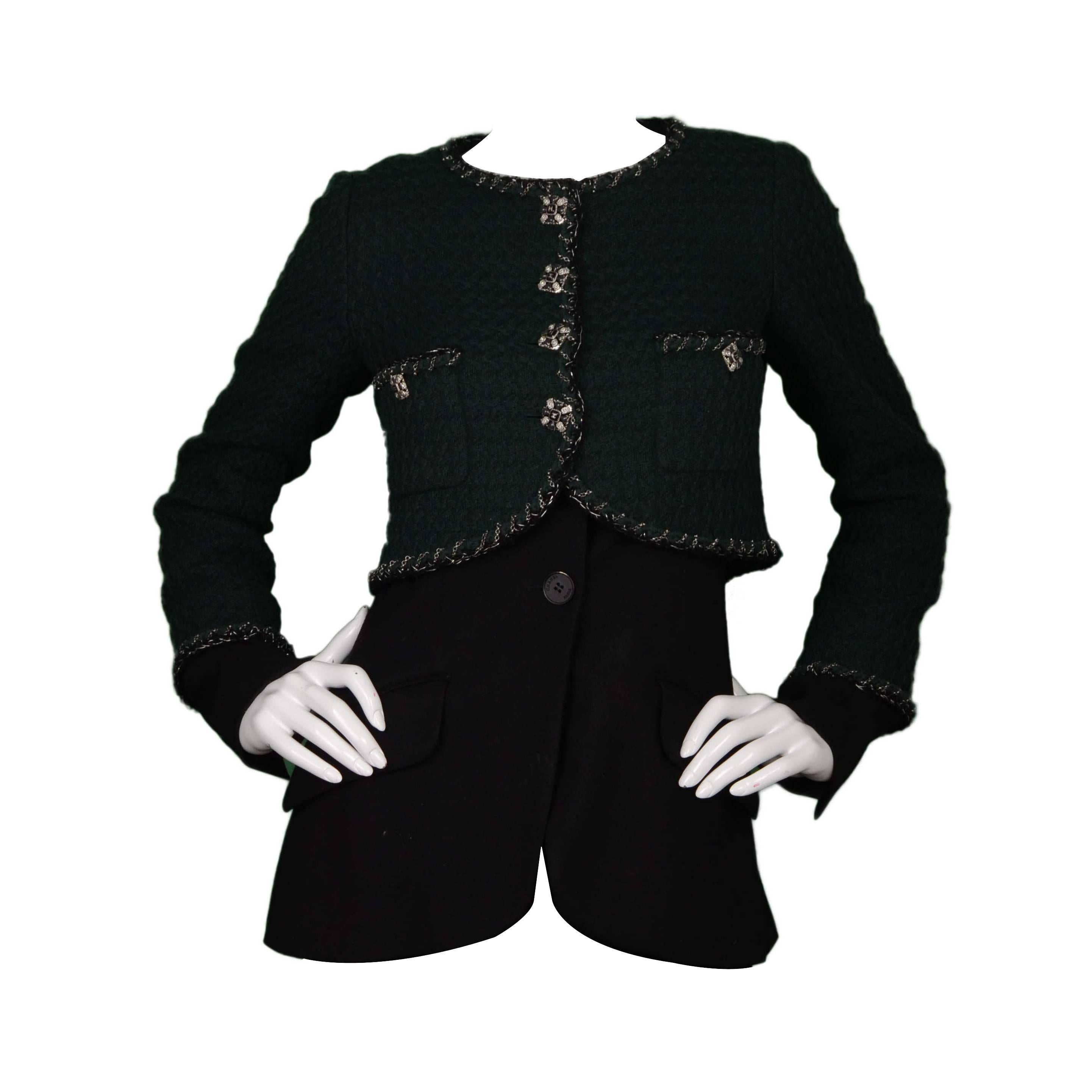 Chanel Green & Black Boucle Jacket sz 4