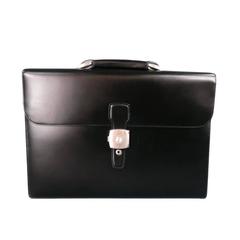DUNHILL Black Leather Brand New Deadstock Vintage Shoulder Strap Briefcase