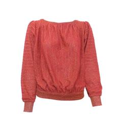 1980s Missoni Red Silk and Metallic Sweater