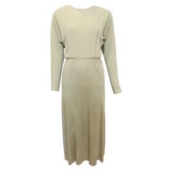1980s Tracy Mills Olive Green Delphos-Inspired Dress