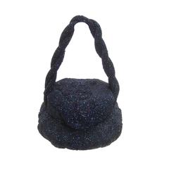 Art Deco Midnight Blue Glass Beaded Evening Bag c 1940s