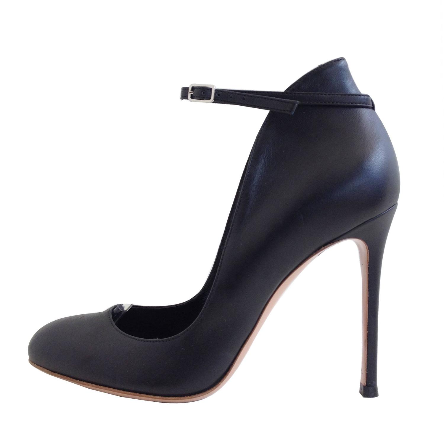 Gianvito Rossi Black Pumps with Ankle Strap Size 37.5 (7) For Sale at ...