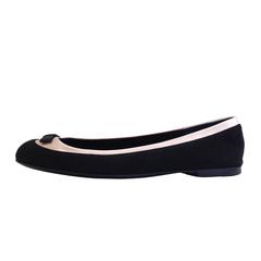 Giuseppe Zanotti Black and Pink Satin Ballerina Flats Size 38 (7.5)