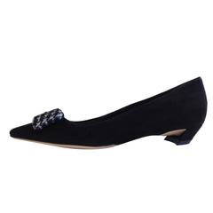 Christian Dior Black Suede Angular Flats