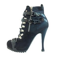 Balenciaga Black Satin Lace-up Bootie Size 38 (7.5)