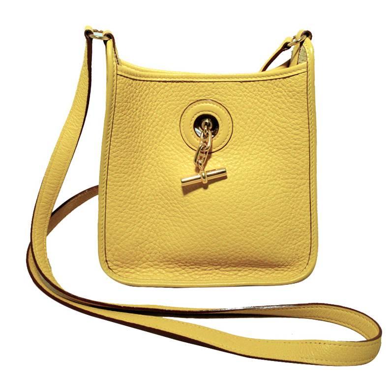 Rare Hermes Yellow Clemence Leather TPM Mini Vespa Shoulder Bag