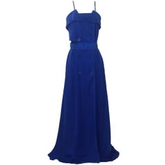New Jean Paul Gaultier Femme Blue Trench Coat Maxi Dress
