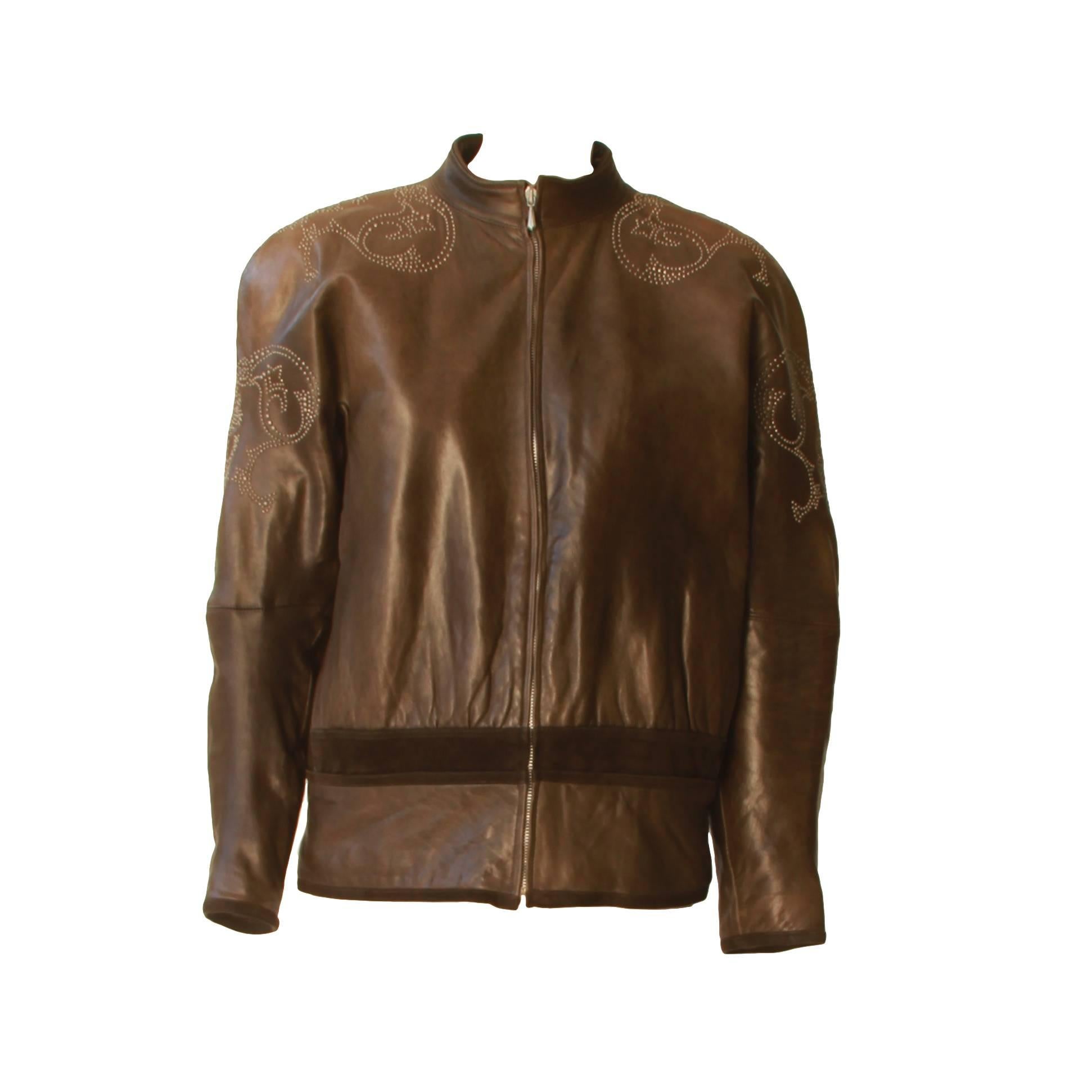 Early Gianni Versace Leather Jacket 1983 For Sale