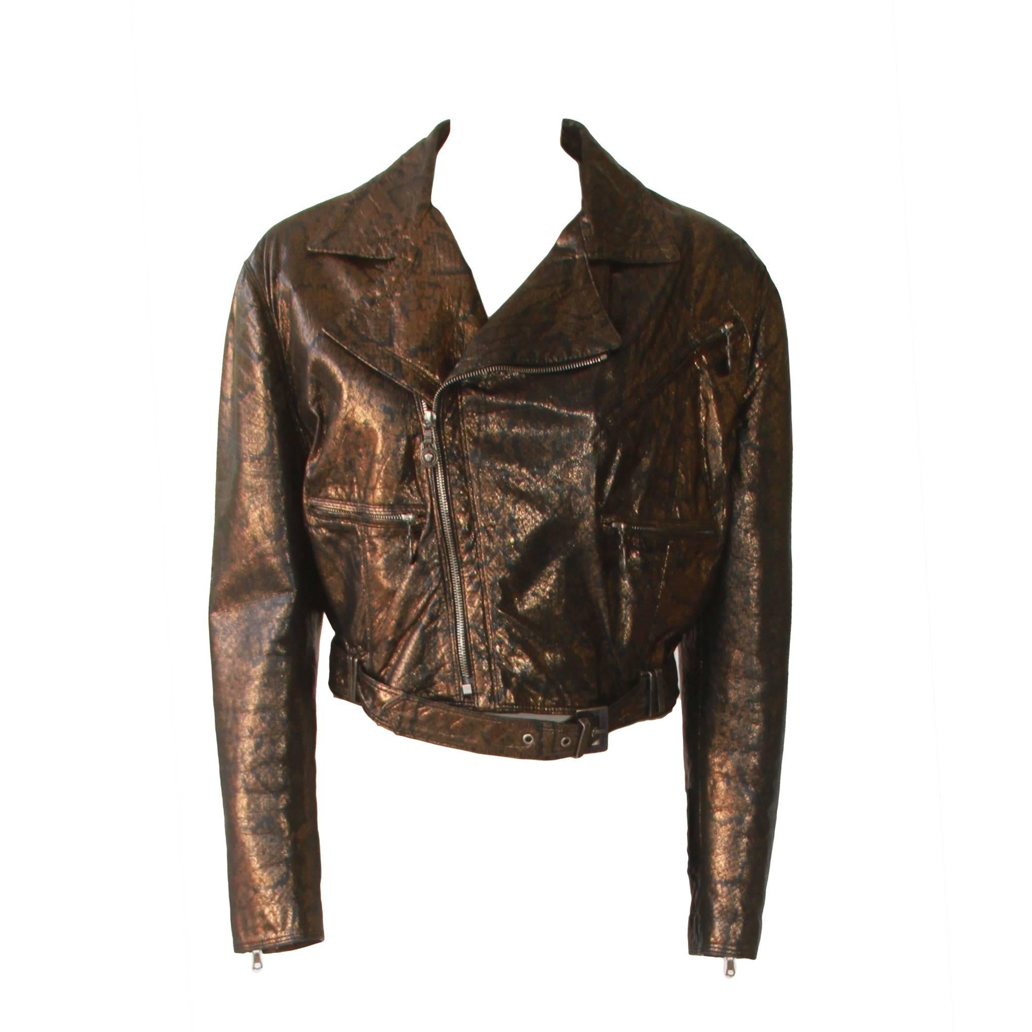 Gianni Versace Leather Biker Jacket Fall 1994 For Sale