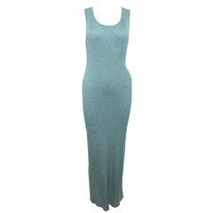 Chanel  Turquoise Metallic Sleeveless Maxi Dress 