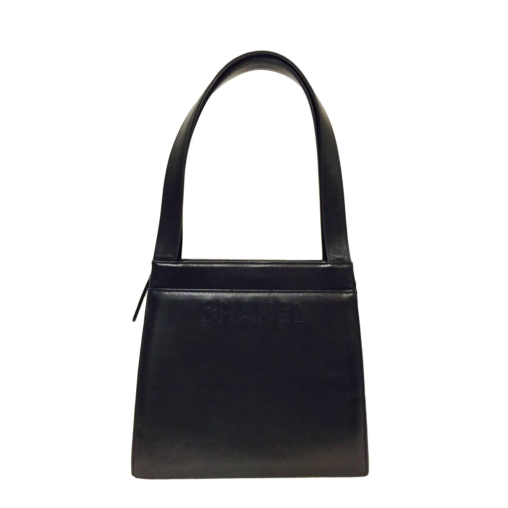 Chanel Black Smooth Lambskin Structured Shoulder Bag