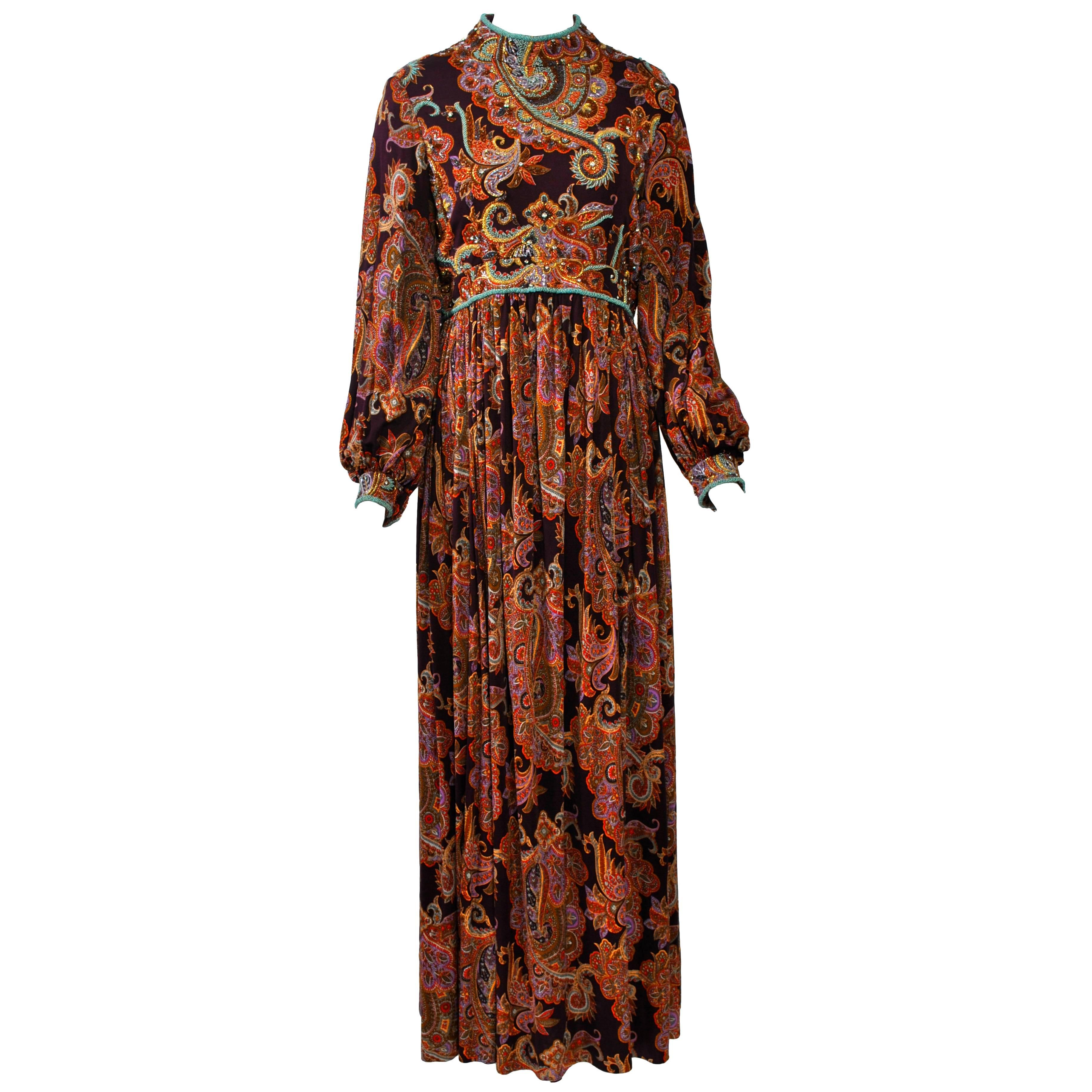 George Halley Beaded Paisley Gown
