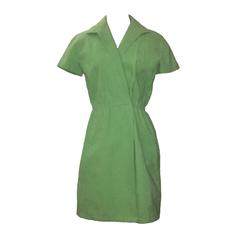 Retro Halston 1970s Mint Green Ultra-Suede Dress
