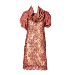 Geoffrey Beene Textured Silk and Lace Dress