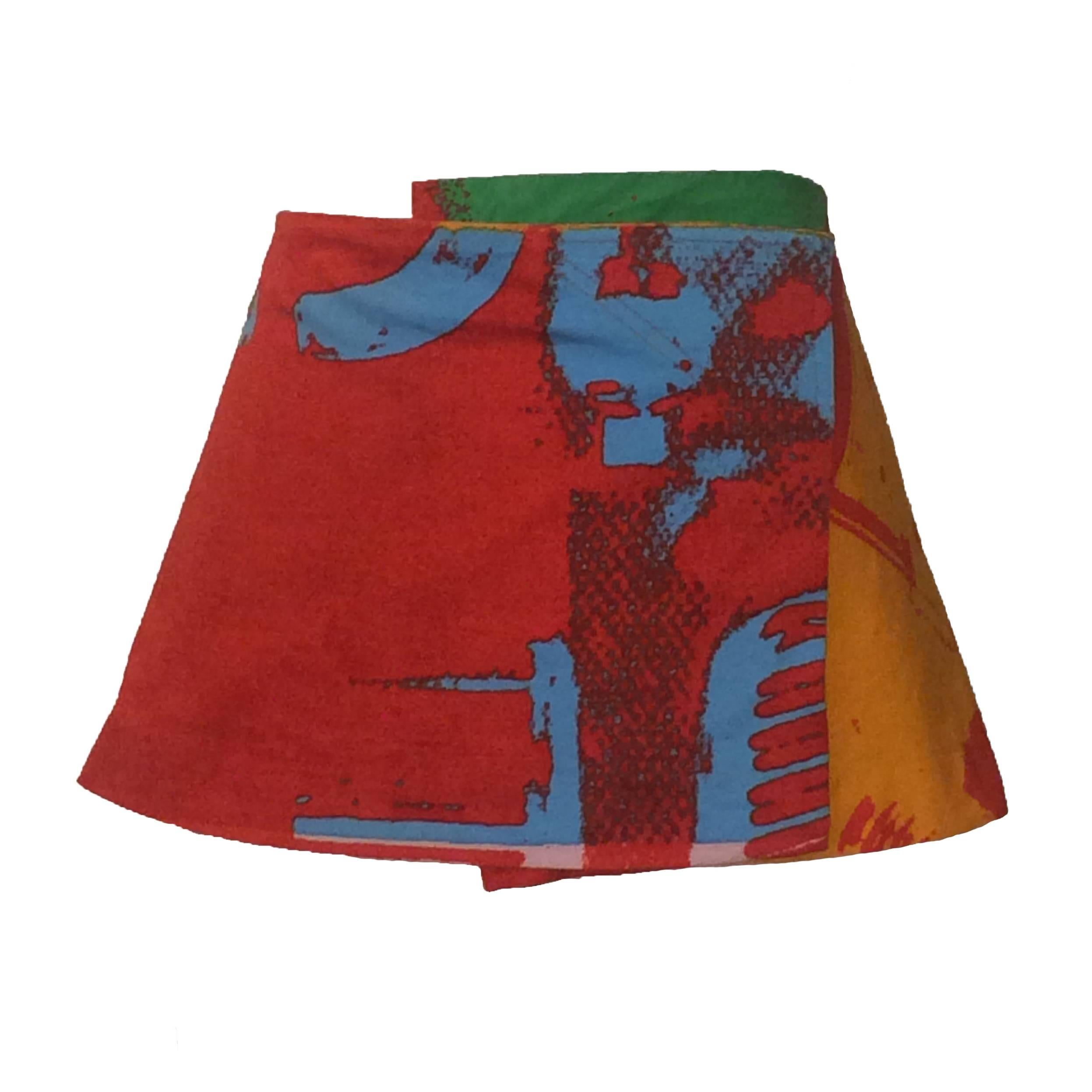 Stephen Sprouse 1998 Andy Warhol Collection Velcro Micro Mini Wrap Skirt